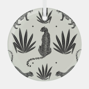 Ornement En Verre Illustration minimaliste du guépard Vintage