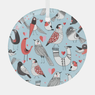 Ornement En Verre Illustrations amusantes d'oiseaux, graphisme sans