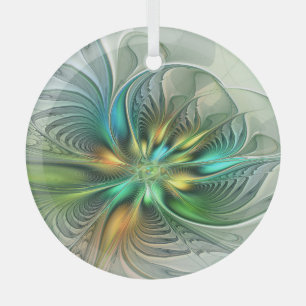 Ornement En Verre Imaginaire coloré Moderne Fleur Abstraite Fractale