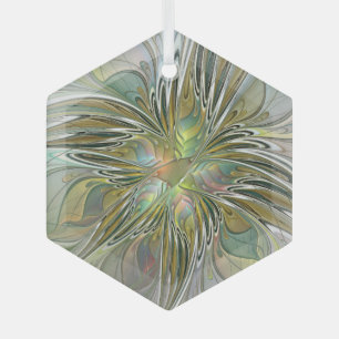Ornement En Verre Imaginaire Floral Fleur Art Fractal Moderne Avec O