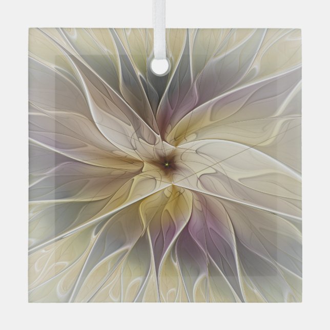 Ornement En Verre Imaginaire Floral Gold Eggplant Art Fractal Abstra (Recto)
