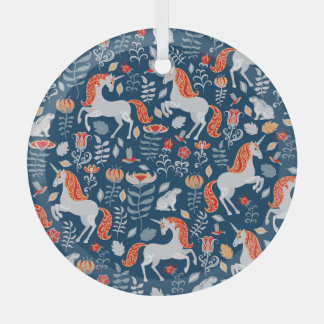 Ornement En Verre Imaginaire folklorique : licornes, lapins, oiseaux