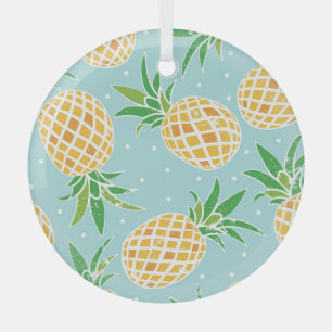 Ornement En Verre Impression Tropicale Motif d'ananas en toute trans