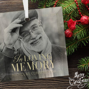 Ornement En Verre In Love Memory Modern Elegant Photo Memorial