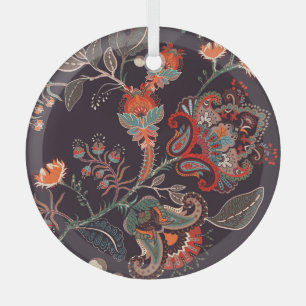 Ornement En Verre Indien Floral Grande Nature sans joint