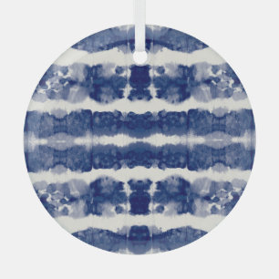 Ornement En Verre Indigo Art : Chaos Aquarelle Abstrait.