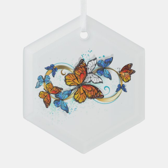 Ornement En Verre Infinité de papillons monarques (Recto)