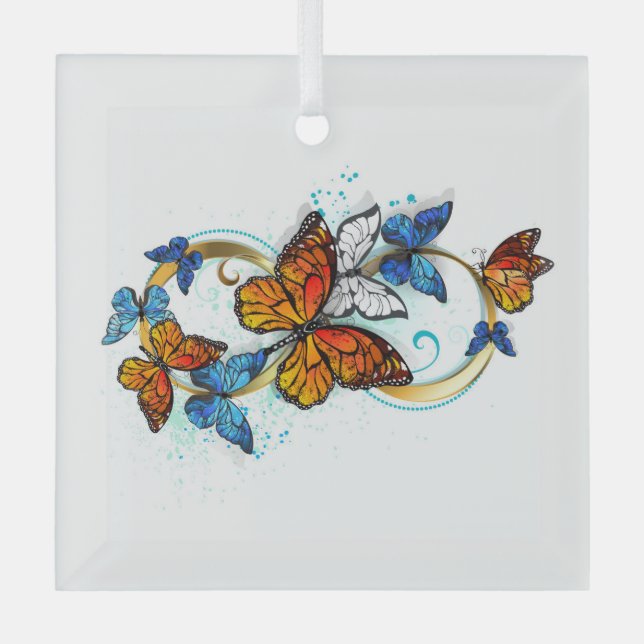 Ornement En Verre Infinité de papillons monarques (Recto)