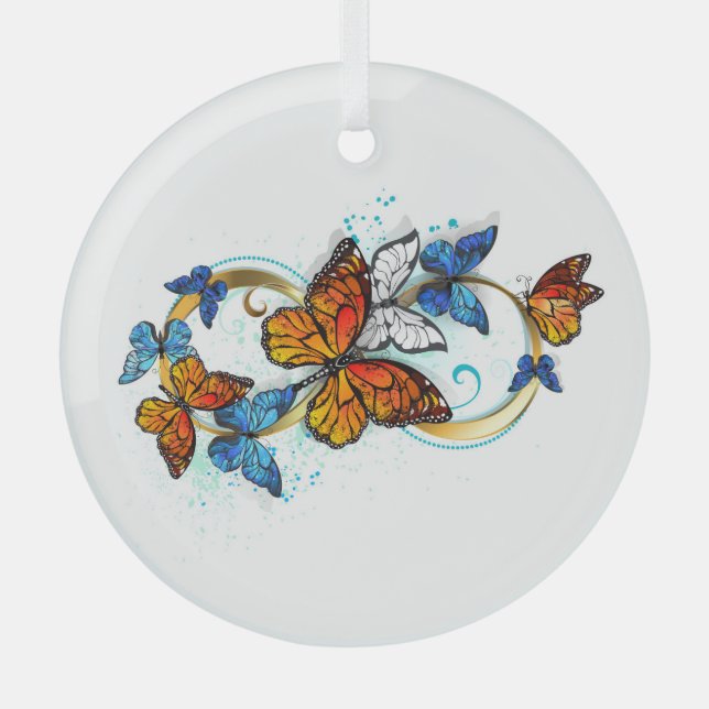 Ornement En Verre Infinité de papillons monarques (Recto)