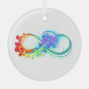 Ornement En Verre Infinity avec Rainbow Jellyfish