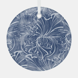 Ornement En Verre Iris à l'aquarelle : Indigo Vintage Nouveau