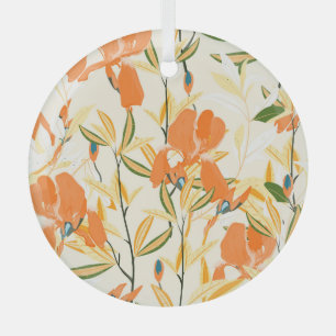 Ornement En Verre Iris orange : motif floral transparent