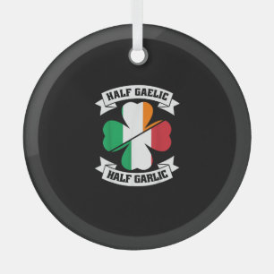 Ornement En Verre Irlandais Italien Demi Gaelic Demi Garlic Saint Pa