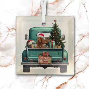Ornement En Verre Irlandais Setter Chien Retro Camion Noël