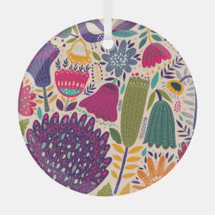 Ornement En Verre Jardin tropical : collection motif de printemps.