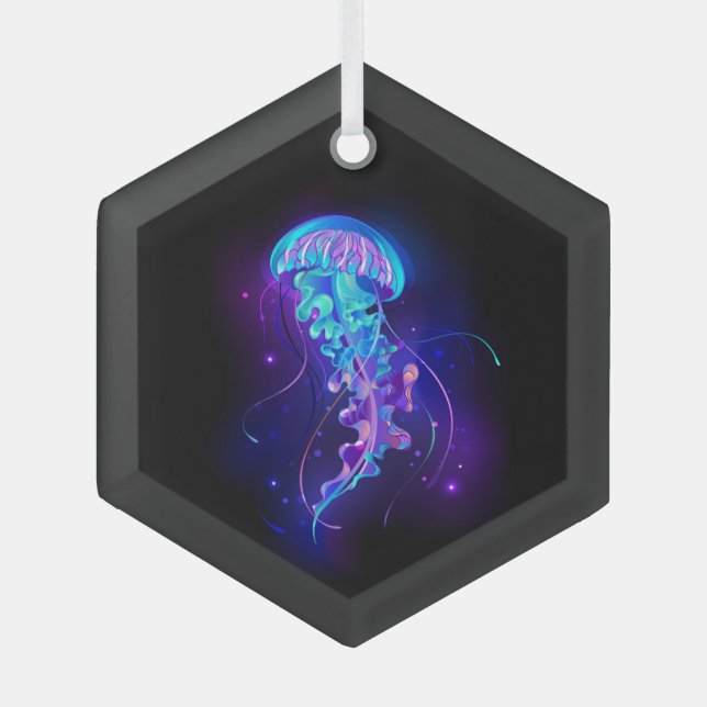Ornement En Verre Jellyfish éclatante couleur (Recto)