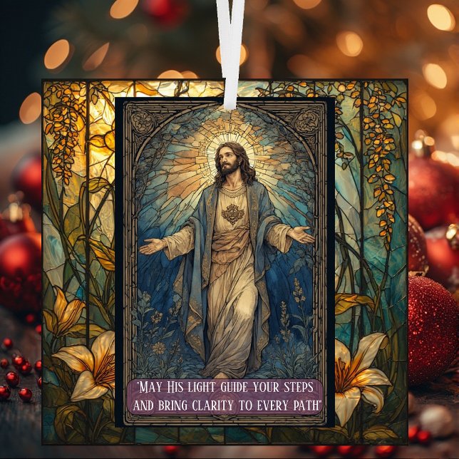 Ornement En Verre Jesus Light of the World Religious Christmas Quote (Jesus Light of the World Religious Christmas Quote Glass Ornament)