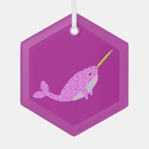 Ornement En Verre Jolie fille rose bébé Narwhal