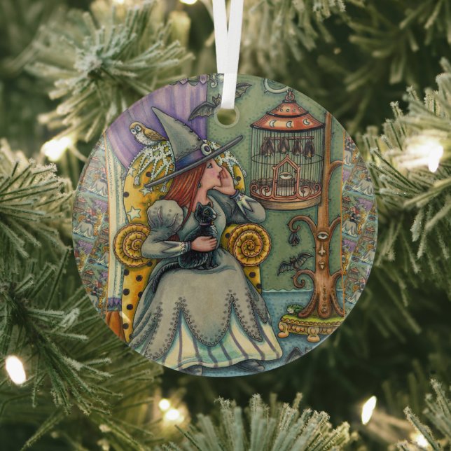 ORNEMENT EN VERRE JOLIMENT WITCH, CHAT & SES ANIMAUX, CAGE DE MAIN,  (Insitu)