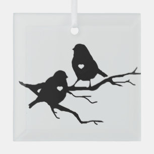 Ornement En Verre Jote Little Bird Tree Branch Silhouette