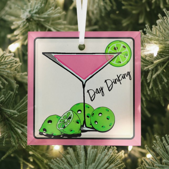 Ornement En Verre Jour Diner Cocktail Cosmo Rose, Pickleball Limes (Insitu)