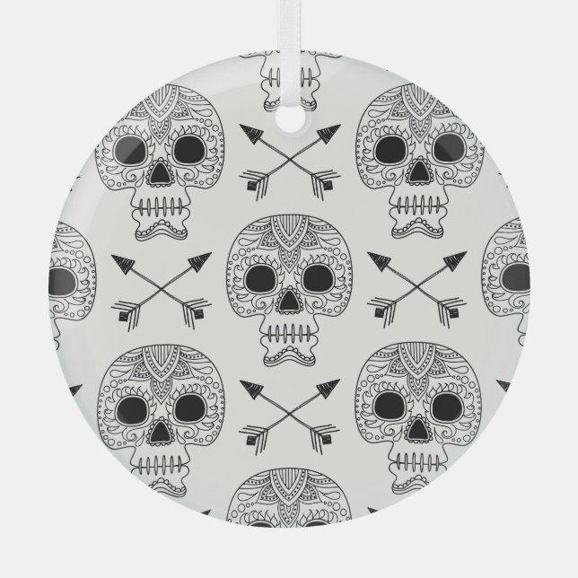 Ornement En Verre Jour du crâne mexicain des morts (Recto)