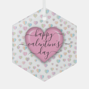 Ornement En Verre Joyeuse Saint-Valentin minimaliste