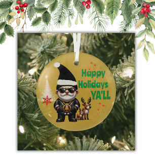 Ornement En Verre Joyeuses fêtes Ya'll Gangsta Xmas sur l'or  