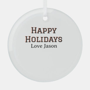 Ornement En Verre Joyeuses vacances rouge noir amour ajouter nom fam