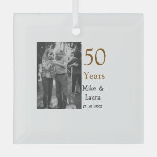 Ornement En Verre Joyeux 50e anniversaire ajouter nom du couple date