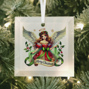Ornement En Verre Joyeux Ange de Noël