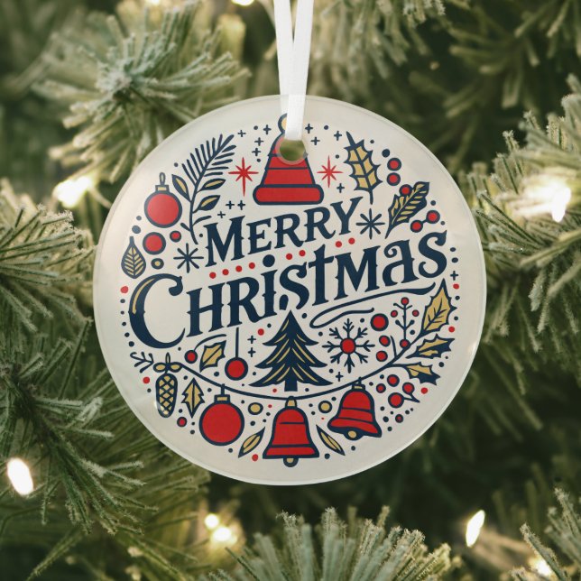 Ornement En Verre Joyeux Noël 3 (Insitu)
