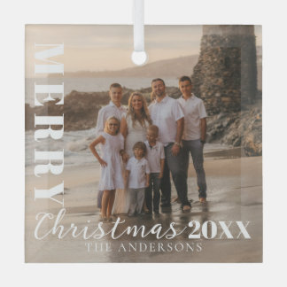 Ornement En Verre Joyeux Noël blanc moderne photo