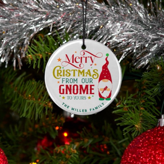 Ornement En Verre Joyeux Noël De Notre Gnome À Votre (Créateur téléchargé)
