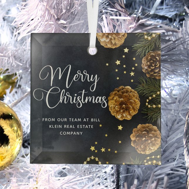 Ornement En Verre Joyeux Noël Elegant Custom Company Cadeau (Créateur téléchargé)