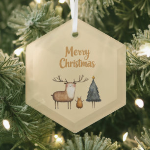 Ornement En Verre Joyeux Noël Forêt de Jardin