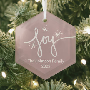 Ornement En Verre Joyeux Noël Lettering Flocons de neige Joie