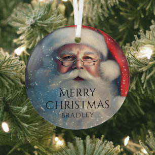 Ornement En Verre Joyeux Noël Père Noël Festive Vacances d'hiver