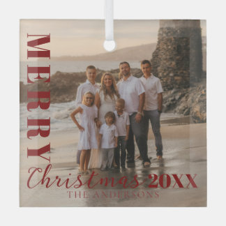 Ornement En Verre Joyeux Noël rouge moderne photo