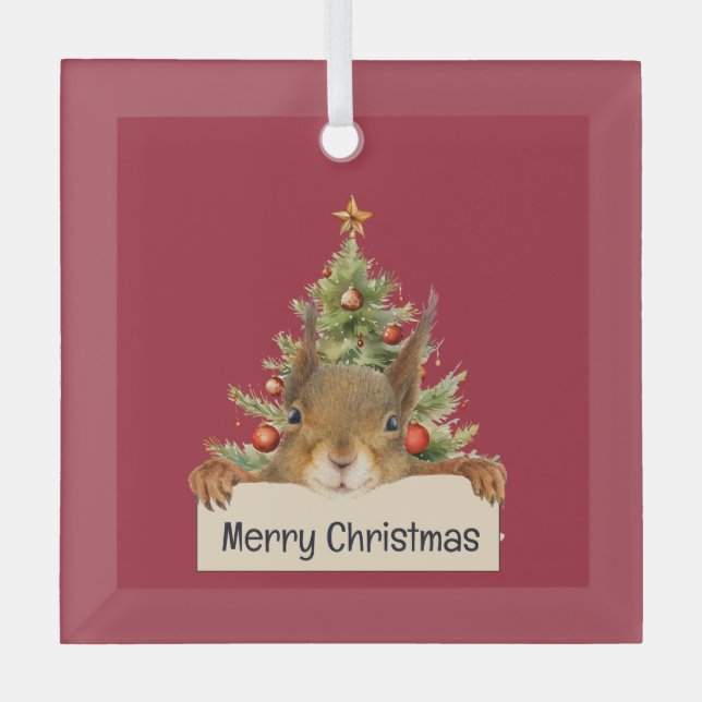 Ornement En Verre Joyeux sapin de Noël éditable (Recto)