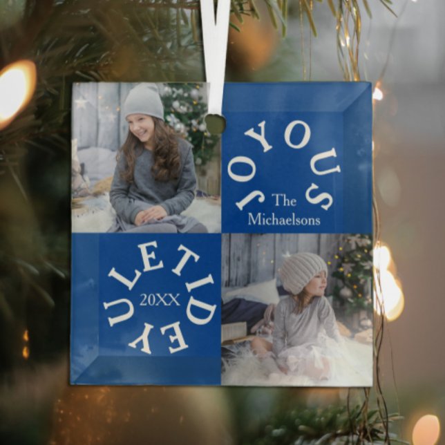 Ornement En Verre Joyeux Yuletide 2 Photo (Créateur téléchargé)