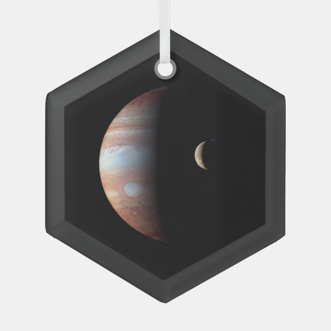 Ornement En Verre Jupiter Géant Gaz Planète & Io Galilée Lune (Recto)