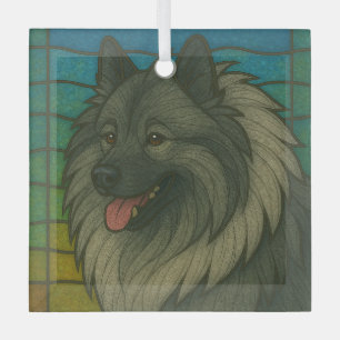 Ornement En Verre Keeshond "Verre Tiré"