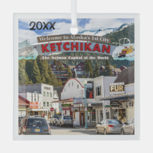 Ornement En Verre Ketchikan, Alaska, Capitale du saumon,
