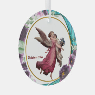 Ornement En Verre Kids Christmas Angel Purple Stained Glass Wreath