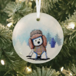 Ornement En Verre KiniArt Winter Westie Terrier<br><div class="desc">KiniArt hiver Westie Terrier art chien par l'artiste contemporain PUP,  Kim Niles. © Kim Niles,  KiniArt™ - Tous droits réservés.</div>