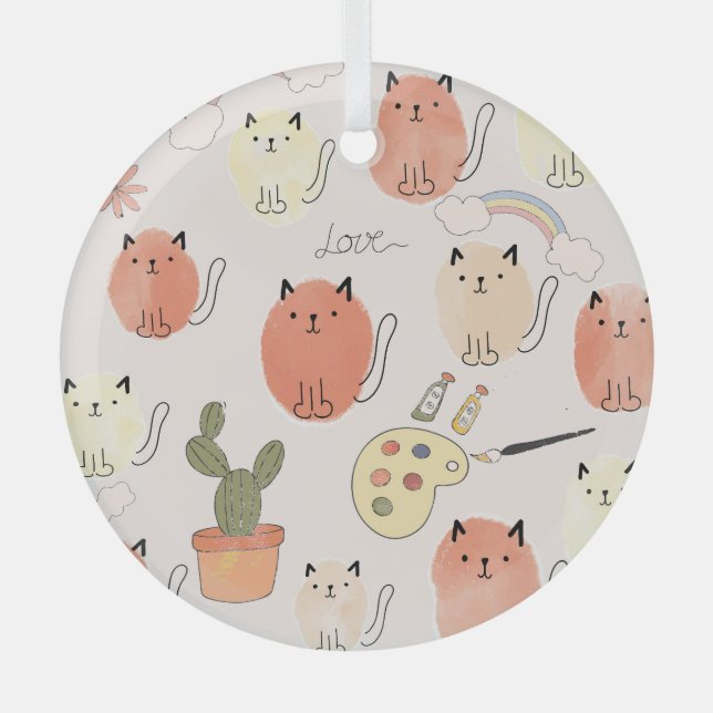 Ornement En Verre Kitty Kitten Chats : Motif animal mignon (Recto)