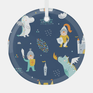 Ornement En Verre Knight Dragon Castle Motif enfant