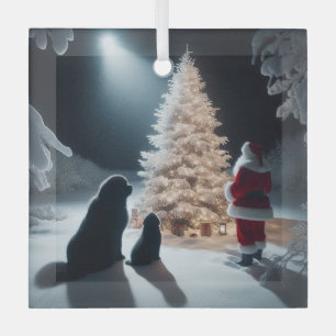 Ornement En Verre La beauté de Noël avec Newfs et Père Noël