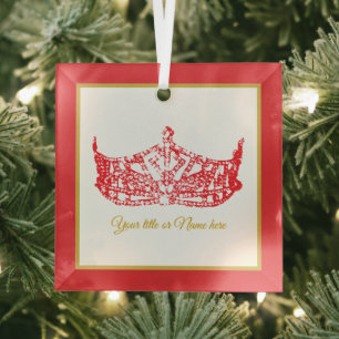 Ornement En Verre La couronne du concours emblématique de Noël améri